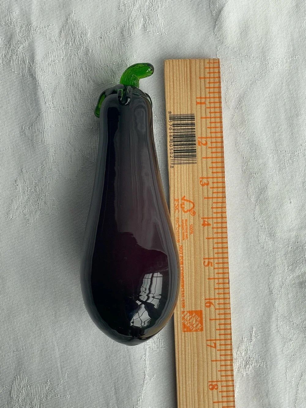 Vintage Blown Art Glass Eggplant Amethyst Purple Vegetable Decor 7”